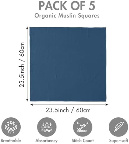 Muslin Receiving Blankets 5 Pack, Soft Swaddle Wraps - Image 5