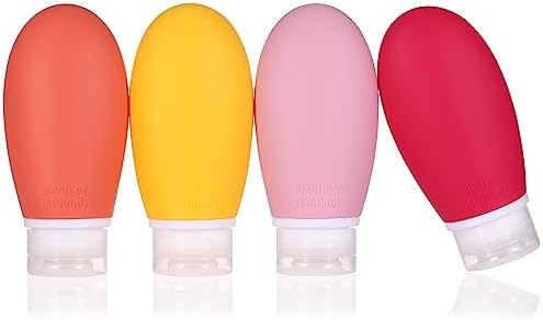 LIYUABU Leak Proof Silicone Travel Bottles, 4 Pack 3.4oz Liquid Squeezable by LIYUABU
