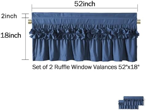 HIG 2 Pack Navy Ruffle Handcrafted Window Valances - Image 5