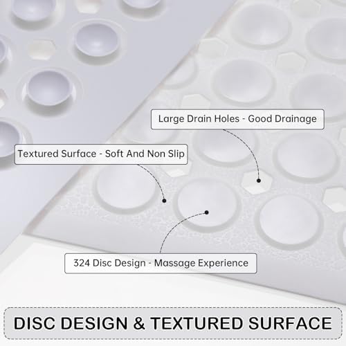 Non-Slip Bathtub and Shower Mats, Power Grip Bath Mat 35 x 16.3 Inch - Image 2