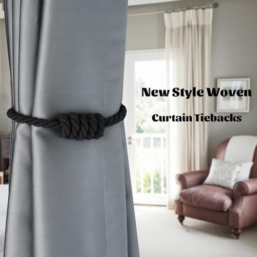 BEL AVENIR Magnetic Cotton Curtain Tiebacks 4 Pack Hand-Woven Curtain Ties - Image 6