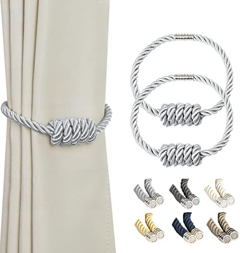 BEL AVENIR Magnetic Curtain Tiebacks 2 Pack Hand-Woven Curtain Ties by BELAVENIR