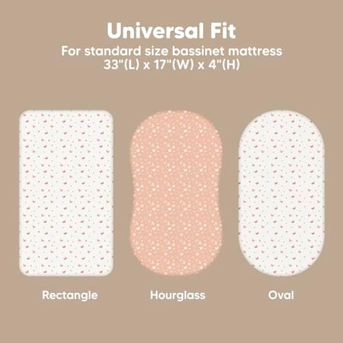 2-Pack Baby Bassinet Sheets Girl, 33x17 Bedside Sheets - Image 3
