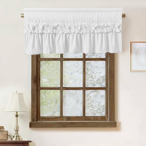 HIG 2 Pack Off White Ruffle Handcrafted Window Valances - Image 2