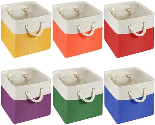 Geiserailie 6 Pcs 13 x 13 Inch Cube Storage Bins Fabric Storage Organizer Bins by Geiserailie
