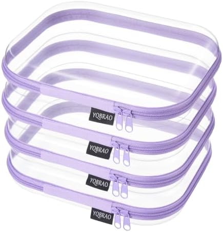 YQBRAO Clear Hard Shell Zipper Cases, 4 Medium Makeup Organizers by Unknown