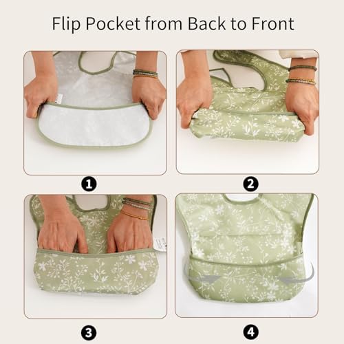3-Pack Mess Proof Baby Bibs for Eating, Lightweight - Image 3