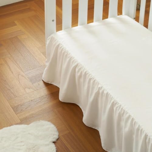 Ivory Crib Skirt Dust Ruffle, Microfiber Crib Bed Skirt - Image 4