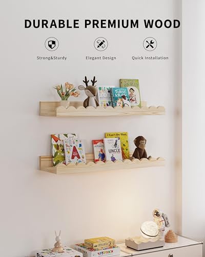 Shario Nursery Book Shelves, Scalloped Shelves, Wall Book Shelves - Image 3