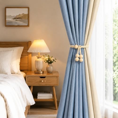 Wooden Bead Curtain Tiebacks 4 Pack Adjustable No-Drill Rope Ties - Image 5