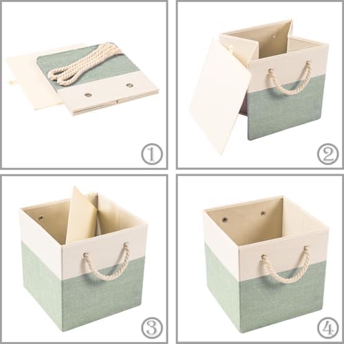 PRANDOM Large Foldable Cube Storage Bins 13x13 inch Fabric Linen Storage - Image 6