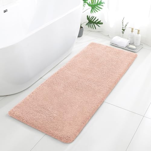 Polyester Bathroom Runner Rug 24"x60" Dusty Pink, Soft Bath Mat by Kildoss