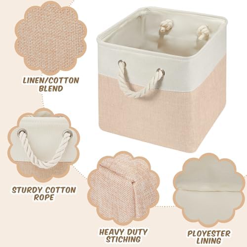6 Pack 11x11 Inch Boho Cube Storage Bins Fabric Square Cube Basket, 6 Color - Image 3