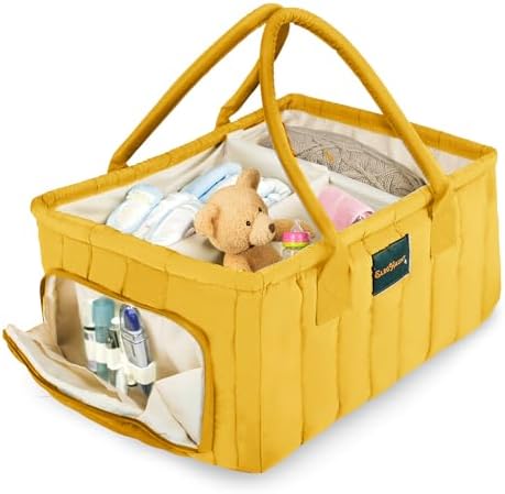 Baby Diaper Caddy Basket Organizer-Sturdy, Breathable & Washable by ElegHaunt