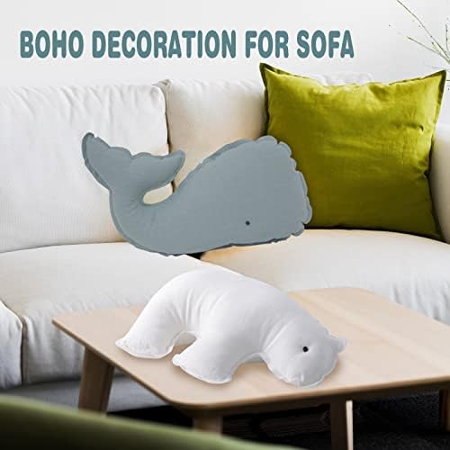 Marble Empire Whale Pillow Linen, Coastal Ocean Decorative Pillow - Image 5