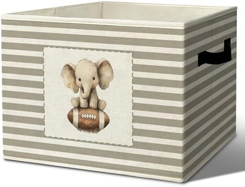Rustic Elephant Football Storage Bins Boxes Handles by Unknown