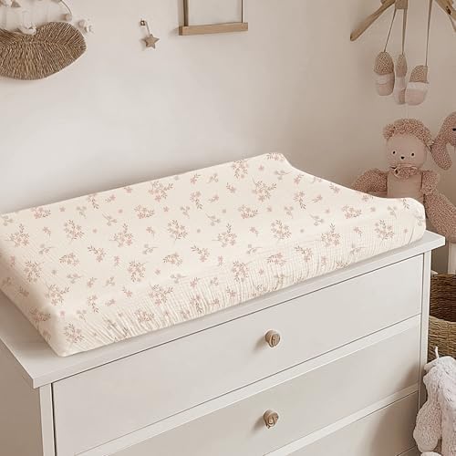 Konssy 100% Cotton Muslin Changing Pad Cover 2 Pack - Image 5