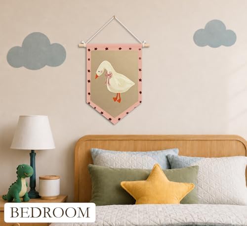KDHTY Pink Goose Nursery Canvas Hanging Pennant Flag Banner, Girl Nursery Decor - Image 2