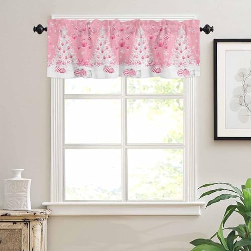Pink Christmas Kitchen Curtains and Valances Set - Image 6