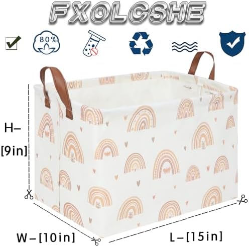 Boho Rainbow Baskets Rectangular, girl basket, Waterproof foldable canvas - Image 7