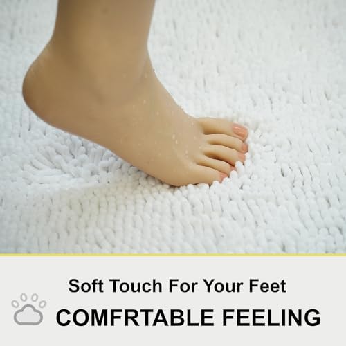 BOANKODU White Bathroom Rugs Sets 2 Piece, Soft Chenille Bath Mat Absorbent - Image 4