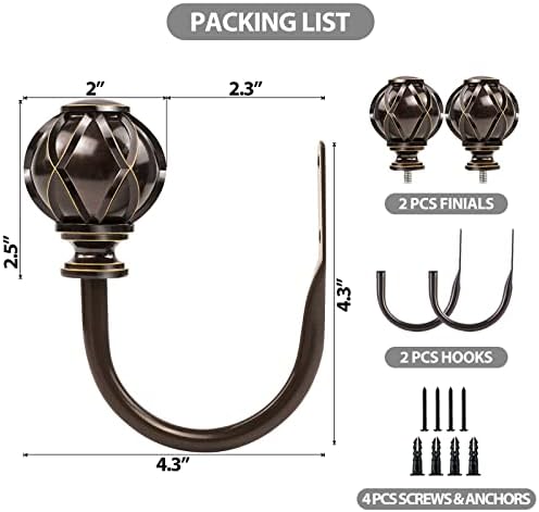 KAMANINA Decorative Curtain Drapery Holdbacks, Wall Mounted, 2 Pack Bronze - Image 6