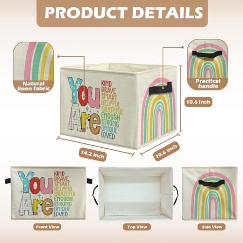 Boho Rainbow Inspirational Storage Bins, Positive Affirmation Gifts - Image 2