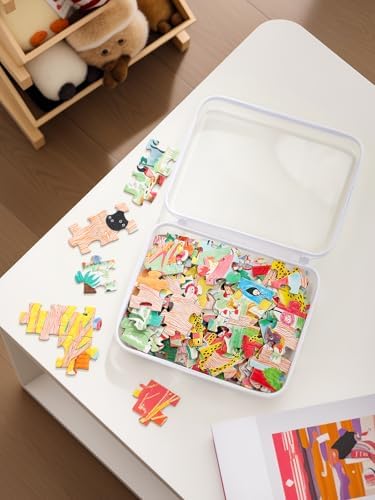 CoiiJoii Zippered Pouch Hard, Stackable Storage Bins, Portable Clear Bin Zipper - Image 5