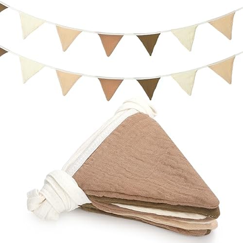 Oudain 2 Pcs Pennant Banner Flags Nursery Garland Triangle, Khaki Color by Oudain