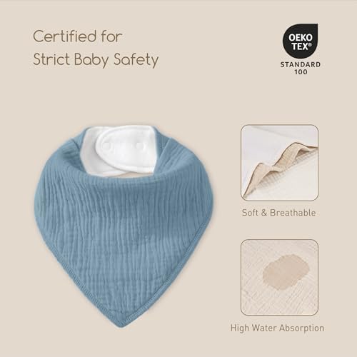 8 Pack Muslin Baby Bandana Bibs - Image 5