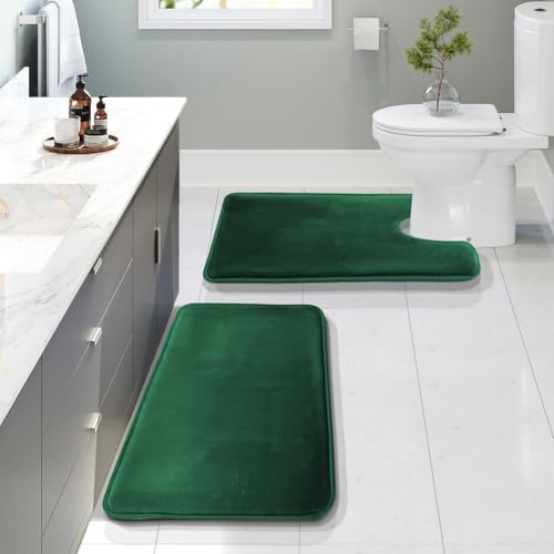 Clara Clark 2 Piece Bathroom Rugs, Velvet Memory Foam Bath Mat Set, Non-Slip by ClaraClark