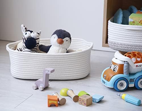 Woven Cotton Rope Storage Basket, Cube Changing Table Organizer - Image 7
