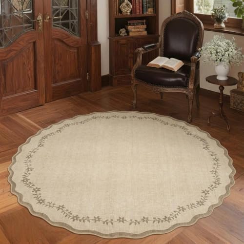 GarveeHome Large Round Rug 8ft Scalloped Washable Circle Living Room Rug - Image 3