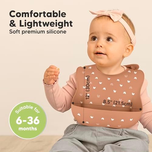 KeaBabies 2-Pack Silicone Bibs for Babies, Toddlers Girl - Image 3