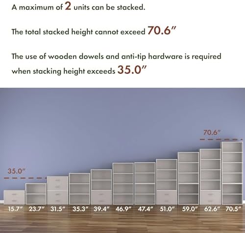 Homes: Inside + Out Apexa 2-Tier Cube Storage Organizer Shelves, Stackable Wood - Image 3