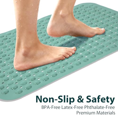 Large Shower Mat Bathtub Bath Mat Non Slip Mars Green 21.5"x33.5" - Image 3