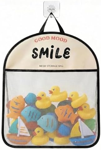 Good Mood Smile Bath Toy Storage Bag – Large Capacity Quick Dry Hanging by ASYEHJNR