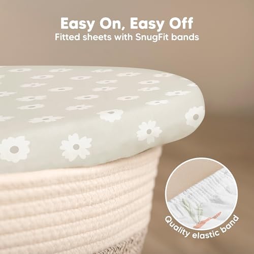2-Pack Baby Bassinet Sheets Girl, 33x17 Bedside Sheets - Image 5