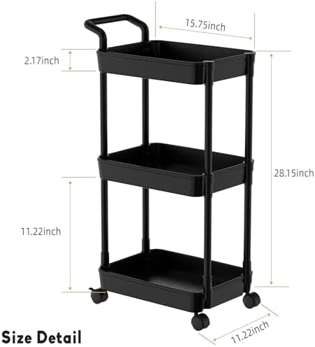 Volnamal Diaper Caddy, 3 Tier Rolling Cart - Image 2
