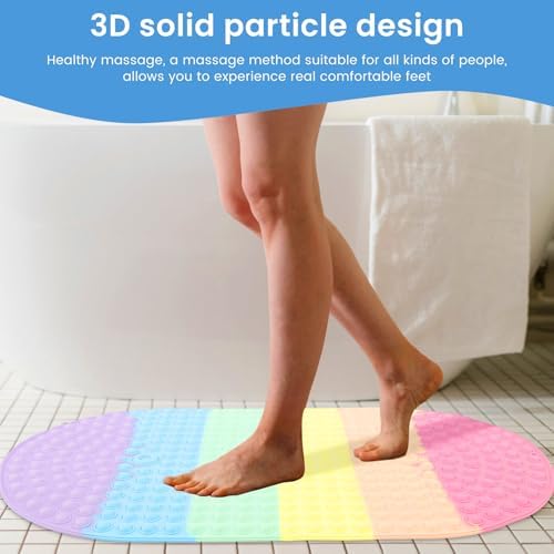 Baby & Toddler Bath Mat for Tub, Oval Shape Colorful Silicone Bathtub Mat - Image 3