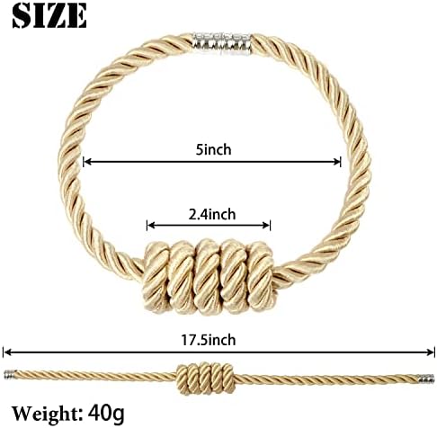 BEL AVENIR Magnetic Curtain Tiebacks 2 Pack Hand-Woven Curtain Ties - Image 2