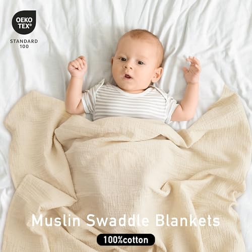 Muslin Swaddle Blankets for Baby Girls and Boys, 4 Pack Breathable and - Image 3