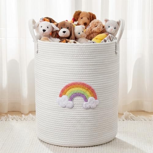 LemonRoad Boho Rainbow Laundry Hamper Large Cotton Rope Storage Basket by Unknown