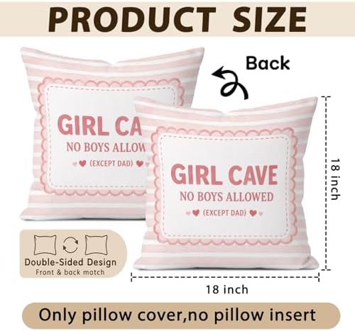 Pink Girl Cave Pillow Cover 18x18, Baby Girl Room Playroom Decor - Image 5