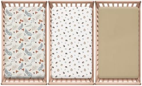 PHF 3 Pack Soft Leaf&Mushroom Crib Sheets Fitted, Comfy Breathable Baby Sheets - Image 6
