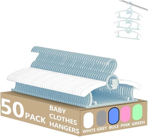 Baby Clothes Hangers 50 Pack, Plastic Kids Hangers Space Saving by HGYZE
