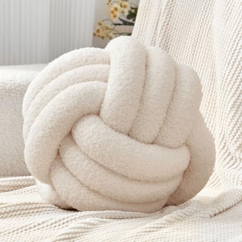 Petrella Beige Knot Pillow Ball, 11 Inch Round Decorative Pillow by Petrellatoy