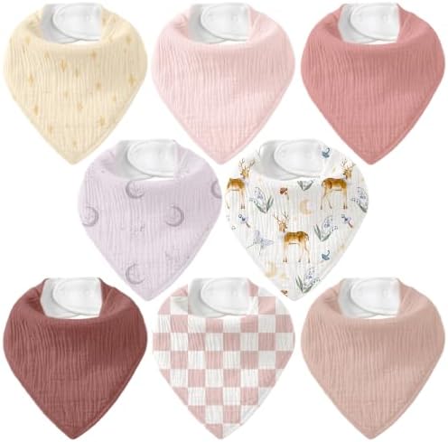 8 Pack Muslin Baby Bandana Bibs by CivaruaKids