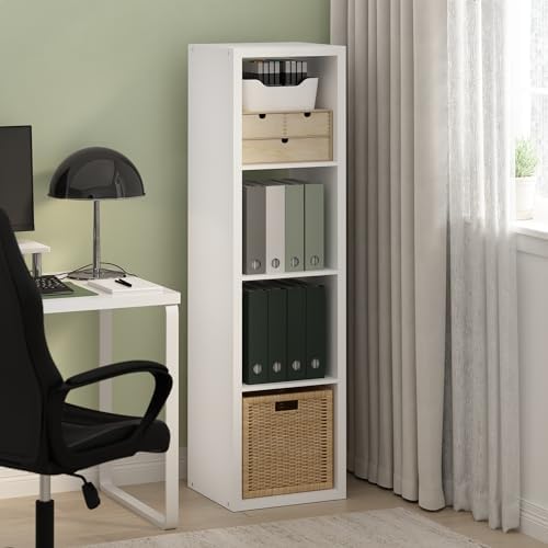 Furinno Cubicle Book Shelf, Vertical 4-Cube Bookshelf, Extra Thick Frame - Image 2