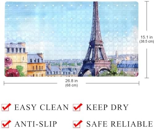 Shower Mat Non Slip, Paris Eiffel Tower Anti Slip Bath Mat - Image 4